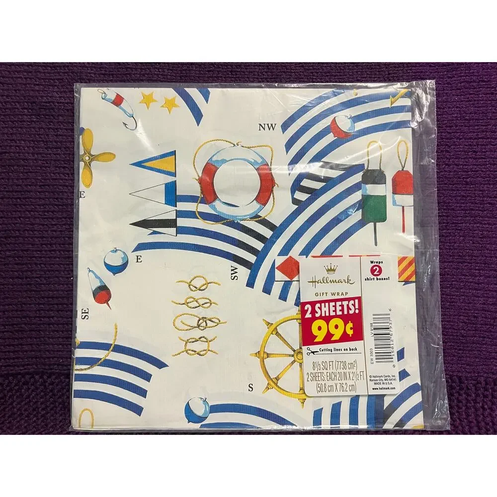 Hallmark wrapping paper nautical 1980s